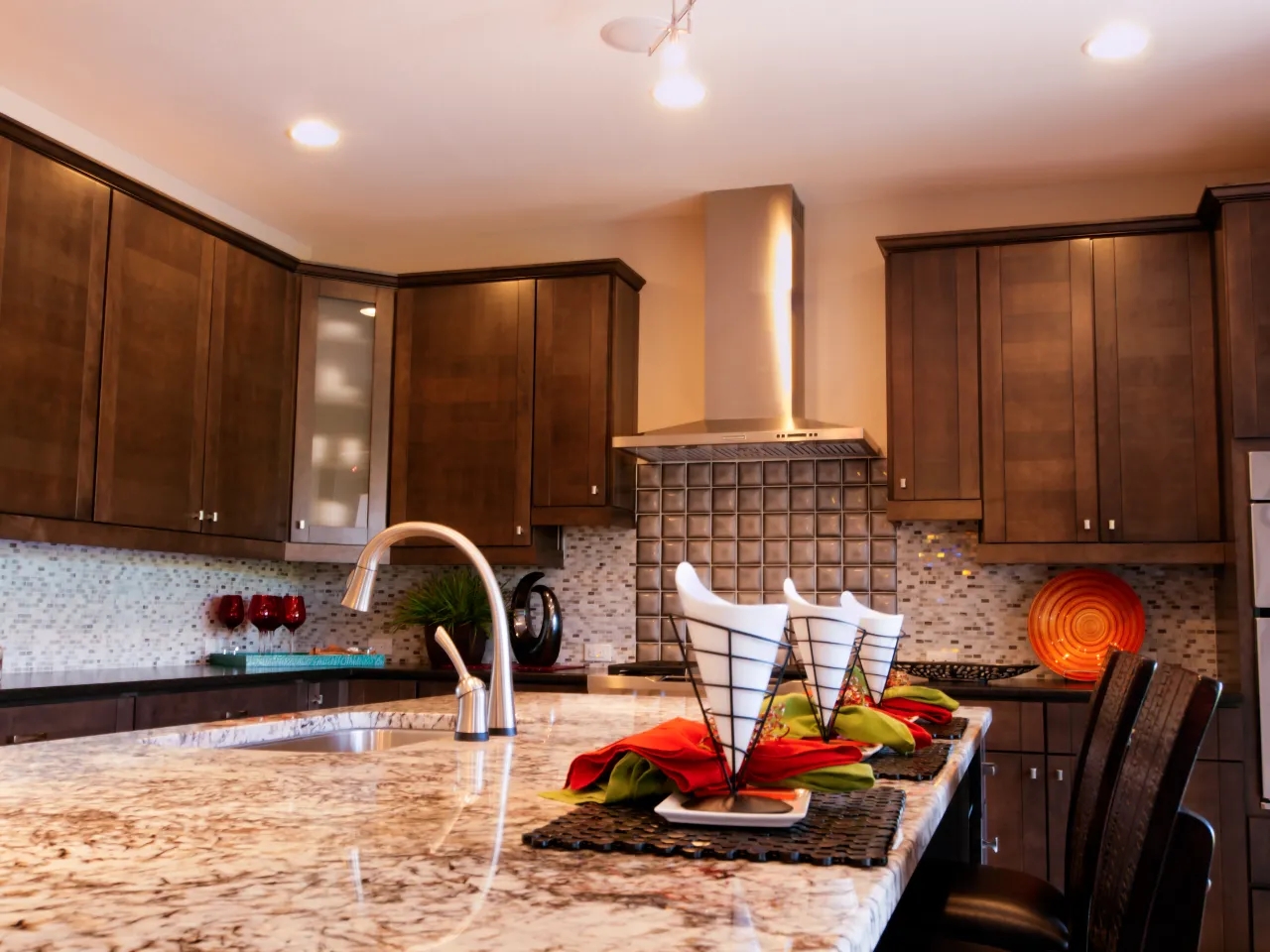 Contemporary kitchen with stylish decor and accents