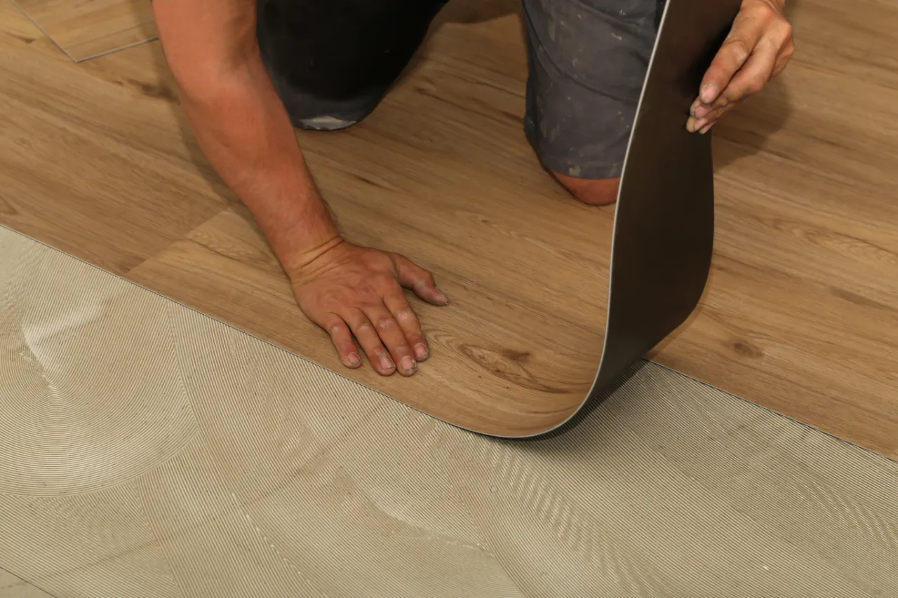 Floor installation with wood look vinyl planks in New Jersey