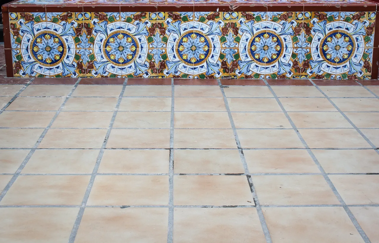 Ornate ceramic tiles installed in a New Jersey home