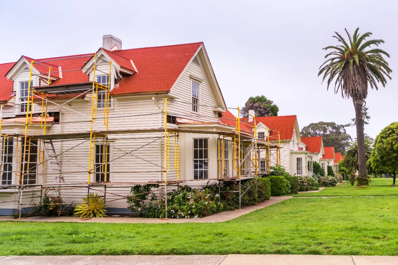 Street view of freshly painted homes in New Jersey